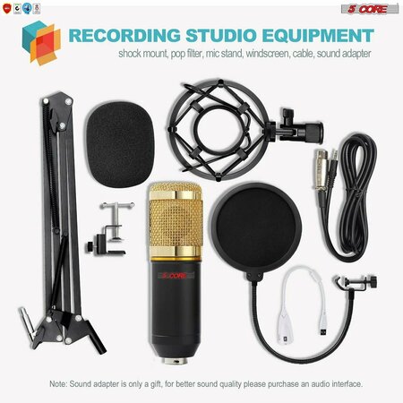 5 Core 5 Core Recording Microphone Podcast Bundle - Professional Condenser Cardioid Mic Kit - w Boom Arm REC SET